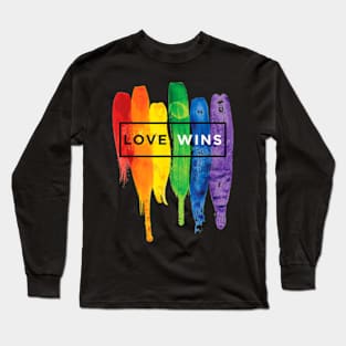 Rainbow Graphic LGBT Equality Funny Love Wins Letter Print Long Sleeve T-Shirt